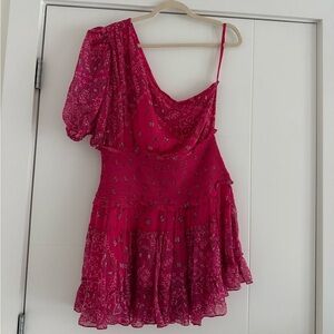 Rococo Sand Vibrant Pink One-Shoulder Dress